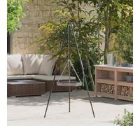 Runheo Trépied de Feu de Camp Noir en Acier, Support Portable pour Cuisiner Extérieur, Stabilité Triangulaire, Idéal pour Camping, Jardin, Barbecue, Facile à Monter, Résistant à la Chaleur