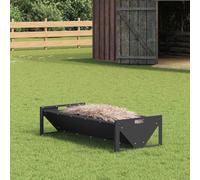 Runheo Trough d'alimentation pour Le bétail Noir 108 x 50 x 28 cm en Acier Robuste, utilisable intérieur et extérieur, capacité 10 kg, Pratique pour Nourrir Animaux, Facile à Nettoyer