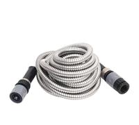 Runheo Tuyau d'arrosage avec buse de pulvérisation argenté en acier inoxydable 1,5 cm 30 m flexible sans pliure pour arrosage, nettoyage, lavage de voiture avec accessoires, raccord pour balcon
