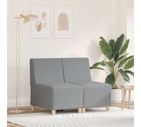 Runheo Unité de Sofa modulaire sans accoudoirs 2 pcs Gris Clair Tissu Respirant Mousse Confortable Cadre contreplaqué Salon Moderne modulable réversible
