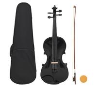 Runheo Violon complet avec archet et mentonnière, bois de tilleul 4/4, 59 cm, noir, violon avec colophane, boîte à lumière, enseignement, apprentissage, école, orchestre, musique de chambre