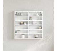 Runheo Vitrine blanche 60 x 8,5 x 58 cm en bois dérivé du bois - Montage mural avec espace de rangement - Pour chambre à coucher, salon, couloir - Design facile d'entretien - Vitrine murale