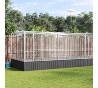 Runheo Volière en acier galvanisé avec extension argentée - 1039 x 207 x 212 cm - Grande cage à oiseaux pour perroquets, perruches et canaris, siège libre résistant aux intempéries avec grille, toit