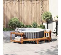 Runheo Whirlpool Umgebung Demi-rond Marron en bois d'acacia massif 252 x 112 x 55,5 cm, résistant aux intempéries pour extérieur, facile d'entretien, cadre de spa élégant pour jardin et terrasse