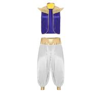 Runhomal Adulte Déguisement Sultan Costumes De Conte De Fées Costume Prince Arabe Noël Disco Soirée Boho Pantalon Yoga Set Violet Blanc M