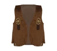 Runhomal Bébé Fille Costume Danse Disco Occidental Costume Du Far West Pour Filles Gilet Cow Boy En Faux Cuir Daim Veste Cow Girl Voyage Brun 18-24 mois