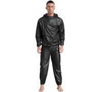 Runhomal Combinaison de Sudation Homme Femme Manche Longue Brillant Veste Sport Cyclisme Course Ensemble Survêtement Type B Noir S