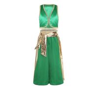 Runhomal Costume Du Prince Arabe Vêtements Arabes Pour Enfants Garçons Gilet Sans Manches Pantalons De Lanterne Costumes De Style Halloween 3-16 Ans Vert 9-10 ans