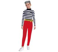 Runhomal Costumes D'halloween Enfants 2 Prisonniers Cosplay Costumes Chapeau À Rayures Carnaval De Noël Fête Thème Prison 5-16 Ans Rouge 13-14 ans