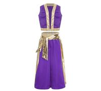 Runhomal Débardeur Lâche Pantalon Enfants Garçons 2 Prince Arabe Costumes Cosplay Costumes D'halloween Fête De Noël Carnaval Ensemble Jeu De Rôle 5-16 Ans Violet 13-14 ans