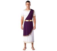 Runhomal Deguisement Dieux Grec Homme Adulte Empereur Romain César Grec Costume de Dieu Grecs Grèce Romain Halloween Carnaval Fête A Violet 3XL