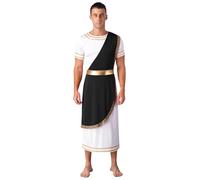 Runhomal Deguisement Dieux Grec Homme Adulte Empereur Romain César Grec Costume de Dieu Grecs Grèce Romain Halloween Carnaval Fête A Noir 3XL