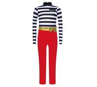 Runhomal Enfant Fille Vêtements Pour Prisonniers Zip Caché à L'arrière Jeu De Rôle Col Haut Manches Longues Combinaison Noeud Papillon Halloween Rouge 7-8 ans