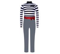Runhomal Enfant Fille Vêtements Pour Prisonniers Zip Caché à L'arrière Jeu De Rôle Col Haut Manches Longues Combinaison Noeud Papillon Halloween Gris 5-6 ans