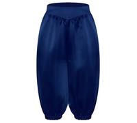 Runhomal Enfant Garçon Fille Pantalons Capri Médiévaux Couleur Pure Carnaval De La Sainte Fête Jeu De Rôle Idéal Pour Les Fêtes à Thème Noël Bleu marine 13-14 ans