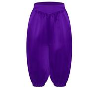 Runhomal Enfant Garçon Fille Pantalons Capri Médiévaux Couleur Pure Carnaval De La Sainte Fête Jeu De Rôle Idéal Pour Les Fêtes à Thème Noël Violet 13-14 ans