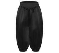 Runhomal Enfant Garçon Fille Pantalons Capri Médiévaux Couleur Pure Carnaval De La Sainte Fête Jeu De Rôle Idéal Pour Les Fêtes à Thème Noël Noir 5-6 ans