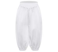 Runhomal Enfant Garçon Fille Pantalons Capri Médiévaux Couleur Pure Carnaval De La Sainte Fête Jeu De Rôle Idéal Pour Les Fêtes à Thème Noël Ivoire 13-14 ans