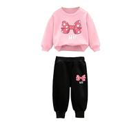Runhomal Ensembles Survêtements Fille Enfant Licorne Ensembles de Sport Filles Sweat Sweartshirt Jogging Pantalon de Sport Joggers 1 Ans - 12 Ans A Rose 1-2 ans