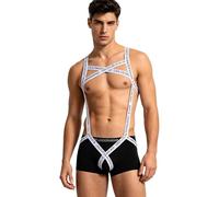 Runhomal Homme Ceintures De Cage Thoracique Chaîne De Corps Élastique En Nylon Vêtements Gay Party Clubwear Harnais String Jockstrap Pyjamas