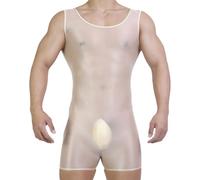 Runhomal Homme Collants Transparents Body en Soie Transparent Lingerie Hommes Bodystocking Collant Brillant Combinaisons De Cross Dressing Nu M