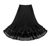 Runhomal Jupe de Flamenco Enfant Fille Jupe Longue Danse du Ventre Costume Danses Orientale Robe Espagnole Tango Latine Valse Jupette Danse Classique 3-12 Ans B Noir 13-14 Ans