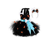 Runhomal Robe Cave Enfant Fille Costume De Grotte Robe Tutu Ornée D'os 3d Costumes D'halloween Fête Du Carnaval 6 Mois-12 Ans Noir 11-12 ans