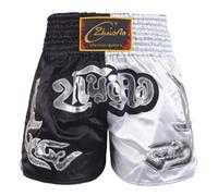 Runhomal Short de Boxe Combat Garcon Enfant MMA Kic-Boxing Fitness Training Fight Sport Kick Boxe Entraînement Grappling Muay Thai Noir 5-6 Ans