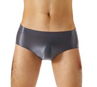 Runhomal Slip Brillant Homme Jockstrap Homme Sexy Hot G-String Thong Triangle Briefs Tanga Bulge Pouch Underwear M-XXL A Gris foncé XXL