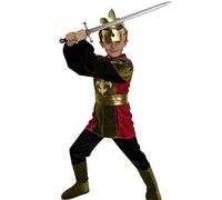 Runhomal Uniforme De Guerrier Du Prince Pour Enfants Costume De Gladiateur Médiéval Pour Garçons Costume Soldat Romain Set Cosplay 4 Pièces Or noir 4-6 ans