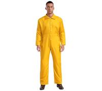Runhomal Uniforme de Travail Homme Haute Visibilité Combinaison Salopette Manches Longues Ensemble Vêtements de Travail Agricole Mécaniciens Chantiers Jaune M