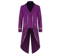 Runhomal Veste Smoking Homme Femme Manteau Queue de Pie Déguisement Prince Roi Costume de Directeur du Cirque Dompter Fête à Thème Carnaval Halloween B Violet L