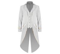 Runhomal Veste Smoking Homme Femme Manteau Queue de Pie Déguisement Prince Roi Costume de Directeur du Cirque Dompter Fête à Thème Carnaval Halloween B Blanc XXL