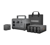 RUNHOOD Station d'Énergie HE1200 - 1200 W Sinus Pur - 4 EB324 - 648 Wh - Recharge Solaire & AC
