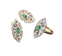 runhuabaihuo Ensemble de boucles d'oreilles incrustées Style brillant, plaqué or 14 carats, 2 couleurs, for décoration mariage for femmes(17)