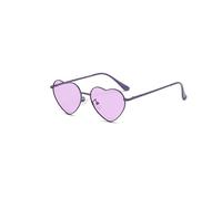 RUNHUIS Lunettes de soleil polarisées en forme de cœur pour homme et femme - Style hippie - Vintage - Pour festival, fête, cadre en métal doré - Avec UV400, violet/violet