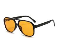RUNHUIS Lunettes de soleil polarisées vintage pour homme et femme - Style rétro - Ovales des années 70 - Lunettes de soleil aviateur classiques - Protection UV400, Noir/jaune non polarisé