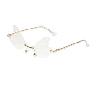 RUNHUIS Lunettes de soleil sans monture Dragonfly Vintage Rétro Ailes en forme de papillon Fée Ombre Lunettes de fête Mode Lunettes pour femmes et hommes, Blanc., Taille unique