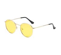 RUNHUIS Petites lunettes de soleil rondes polarisées pour homme et femme - Vintage classique - Monture en métal - Lunettes rétro tendance pour conduite, pêche, Or/jaune, One size