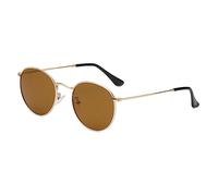 RUNHUIS Petites lunettes de soleil rondes polarisées pour homme et femme - Vintage classique - Monture en métal - Lunettes rétro tendance pour conduite, pêche, Or/thé, One size