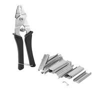 Runioney 1 PièCes Outil de Pince à Anneau de Porc et 600 PièCes M Clips Poulet Cage Grillage Sertissage Soudure Joint Soudure Outils de RéParation