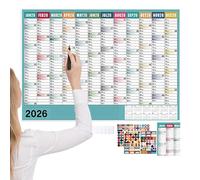 Runkoyea Calendrier Mural 2026 12 Mois | Grand Calendrier Mural Semainier 2026 45,7 x 61 cm - Semainier Mensuel Avec Autocollants pour Maison Bureau École Famille Enseignant Étudiant