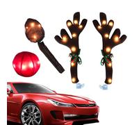 Runkoyea Ensemble De Bois De Renne pour Automobile - Décoration De Fêtes avec Lumières LED - Kit De Décoration pour Voiture | pour La Fête De Vacances sur Le Toit du Camion Pendant La Célébration