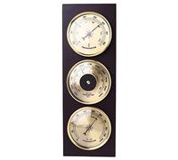 RUNLAIKEJI Baromètre 3 en 1 à suspendre, station météo avec cadre en bois, baromètre, hygromètre, thermomètre, 31 cm x 11 cm, pas besoin de piles, baromètres instruments météo