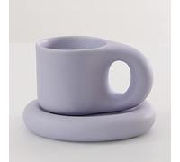 RUNLAIKEJI Chubby Ensemble tasse à café, tasse à café et soucoupe en céramique, tasses à expresso et soucoupes, tasse à cappuccino avec soucoupe, pour boissons à café spéciales, café moka