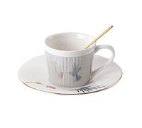RUNLAIKEJI Tasse et soucoupe réfléchissant miroir, tasse à café miroir de 236,8 g, tasses illusion, tasse anamorphique et soucoupe, tasse à café à reflet mobile, tasse à café en céramique