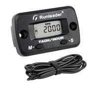 Runleader, compteur/compteur numérique de tachymètre/heure, rappel d’entretien pour tondeuse à gazon, générateur, moto, VTT, moteur hors-bord, jetski, tronçonneuse, etc. (Black)