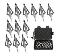 Runmeihe 12 Pointes de Flèche en Acier Inoxydable Chasse avec Un étui de Rangement pour Arbalète de Chasse Adulte, Cible Tir à l'arc et Arbalète Traditionnelle