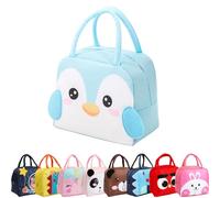 Runmeihe Sac Isotherme Repas Enfant Pour Les Filles, Les Garçons Et Les Étudiants, Sac À Lunch Isolant Réutilisable En Forme De Dessin Animé (Light Blue Penguin)
