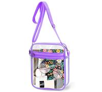 Runmeihe Sac transparent approuvé pour concert et stade, sac à bandoulière en plastique transparent avec sangle réglable, sac étanche multifonction pour homme et femme, travail, voyage, violet, Small